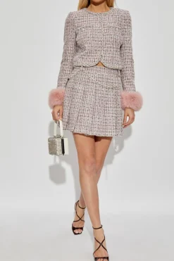 Self-Portrait PINK Tweed pleated skirt