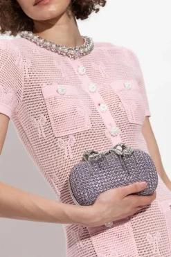 Self-Portrait PURPLE Clutch with shimmering crystals