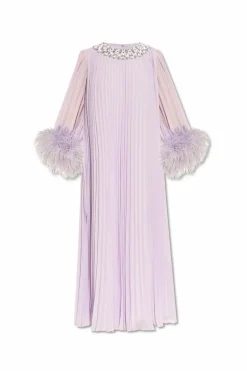 Self-Portrait PURPLE Pleated dress with shimmering appliquƩs