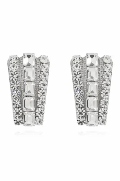 Self-Portrait SILVER Earrings with shimmering crystals