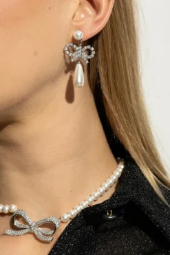 Self-Portrait SILVER Earrings with shimmering crystals