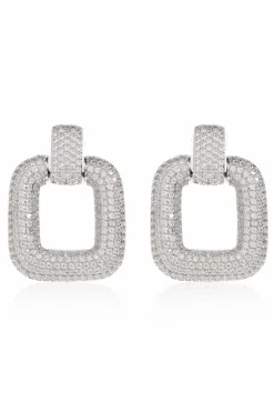 Self-Portrait SILVER Earrings with sparkling crystals