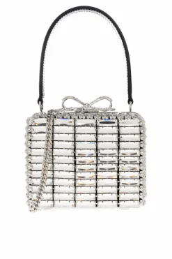 Self-Portrait SILVER Handbag with shimmering appliqués