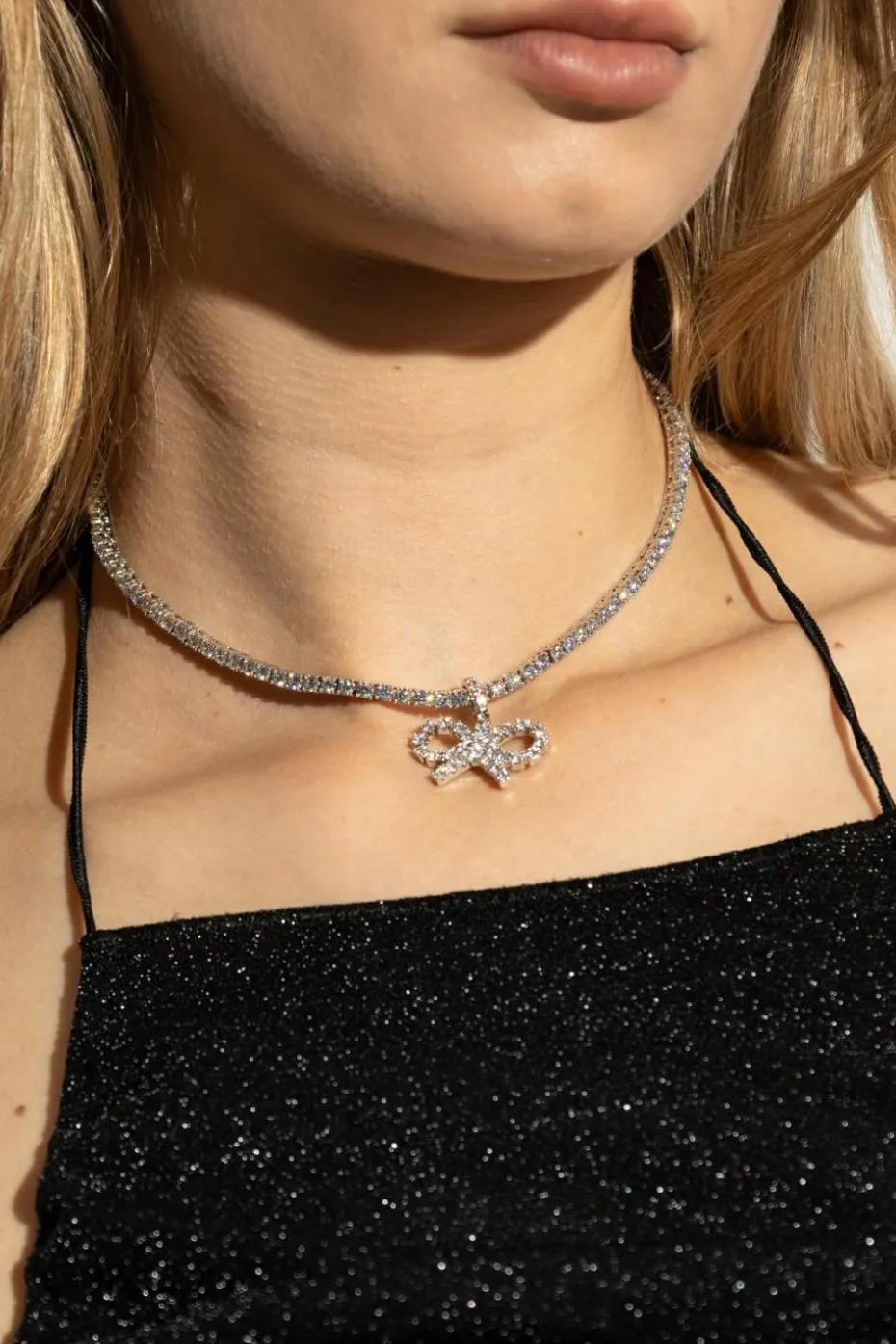 Self-Portrait SILVER Necklace with shimmering crystals