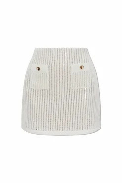 Self-Portrait WHITE Short skirt with shimmering sequins