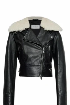 Sportmax BLACK Leather jacket āToscanaā