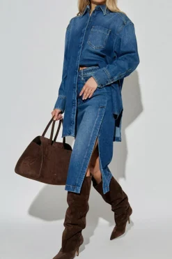 Sportmax NAVY BLUE Denim skirt `Biblios`