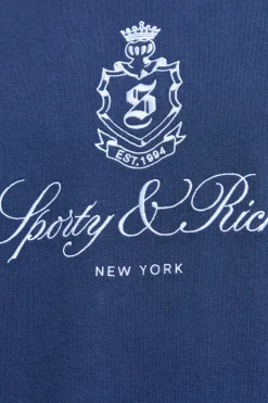 Sporty & Rich NAVY BLUE Logo sweatshirt from the 