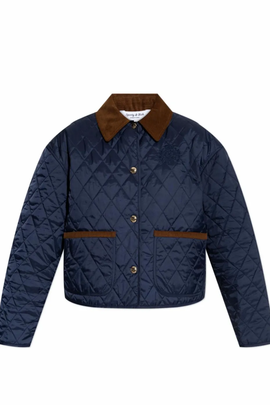 Sporty & Rich NAVY BLUE Quilted jacket from the "Riviera" collection