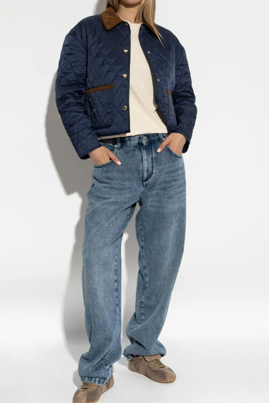 Sporty & Rich NAVY BLUE Quilted jacket from the "Riviera" collection