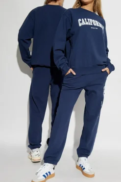 Sporty & Rich NAVY BLUE Sweatpants from the Wall Street collection