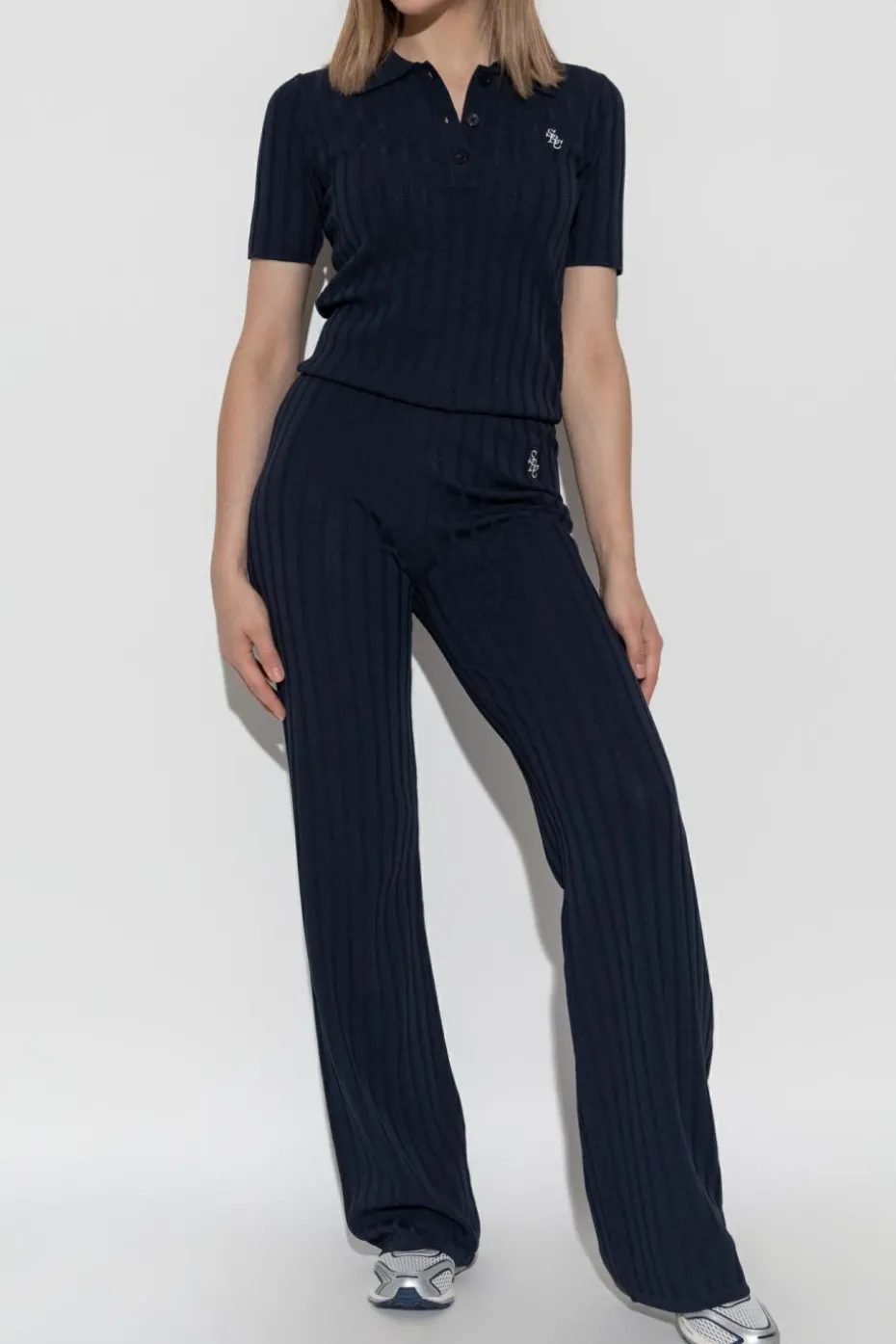 Sporty & Rich NAVY BLUE Trousers from the "Riviera" collection