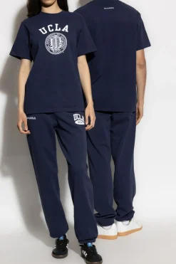 Sporty & Rich NAVY BLUE T-shirt from the `UCLA` collection