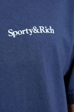 Sporty & Rich NAVY BLUE T-shirt with print