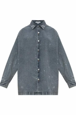 Stella McCartney BLUE Denim shirt with shimmering appliqués