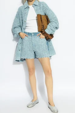 Stella McCartney BLUE High-waisted denim shorts