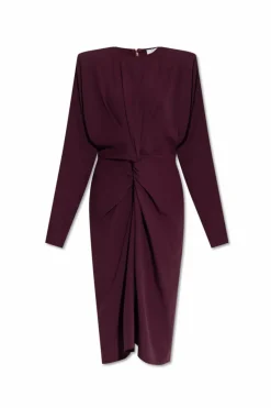 Stella McCartney BURGUNDY Draped waist dress