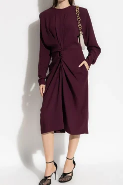 Stella McCartney BURGUNDY Draped waist dress