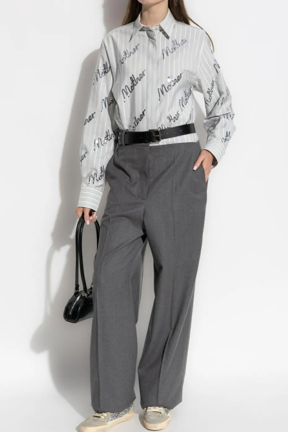 Stella McCartney GREY Wool pleated trousers