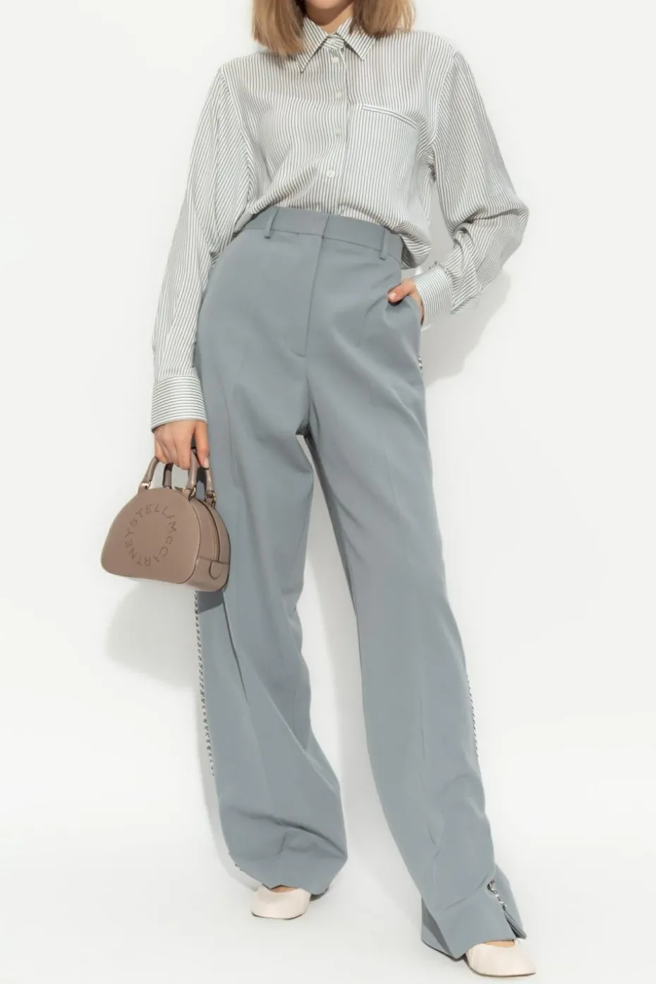 Stella McCartney GREY Wool pants with signature chain