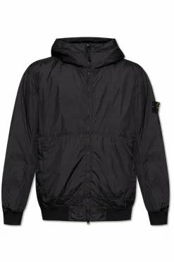 Stone Island BLACK Hooded jacket "Garment"