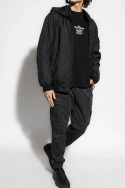 Stone Island BLACK Hooded jacket "Garment"