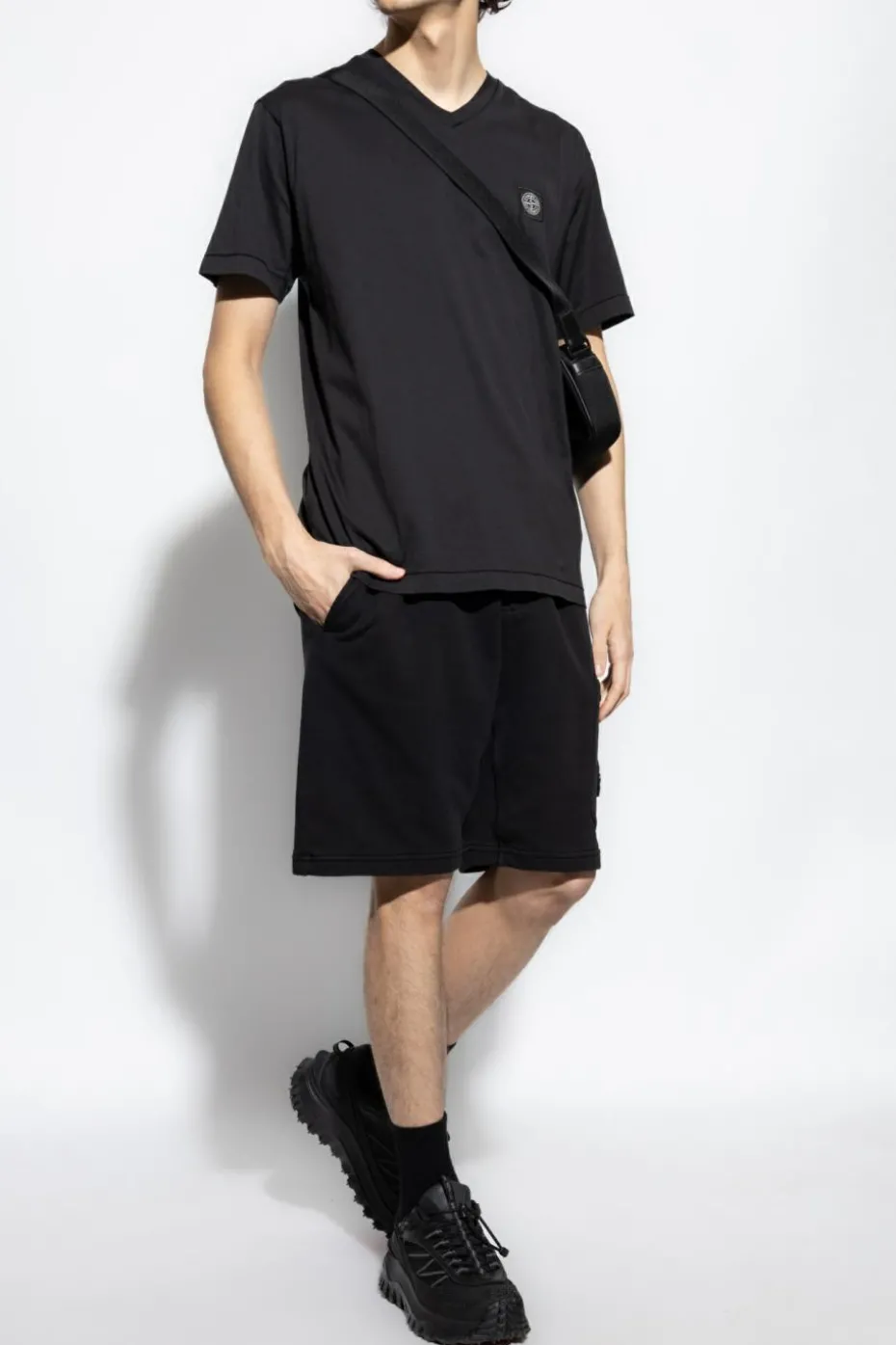 Stone Island BLACK V-neck T-shirt