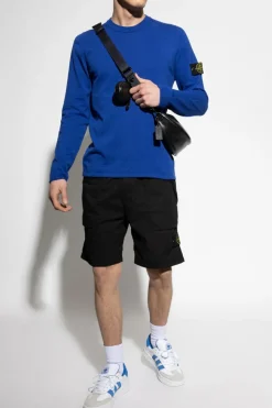 Stone Island BLUE Sweater with logo patch