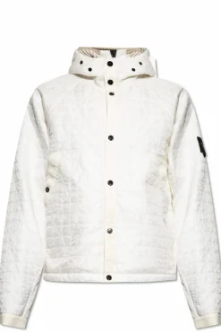 Stone Island cream Quilted jacket with detachable hood