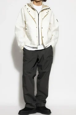 Stone Island cream Quilted jacket with detachable hood
