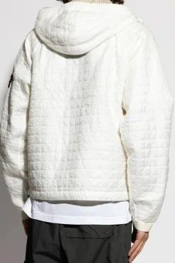 Stone Island cream Quilted jacket with detachable hood
