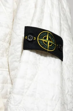 Stone Island cream Quilted jacket with detachable hood