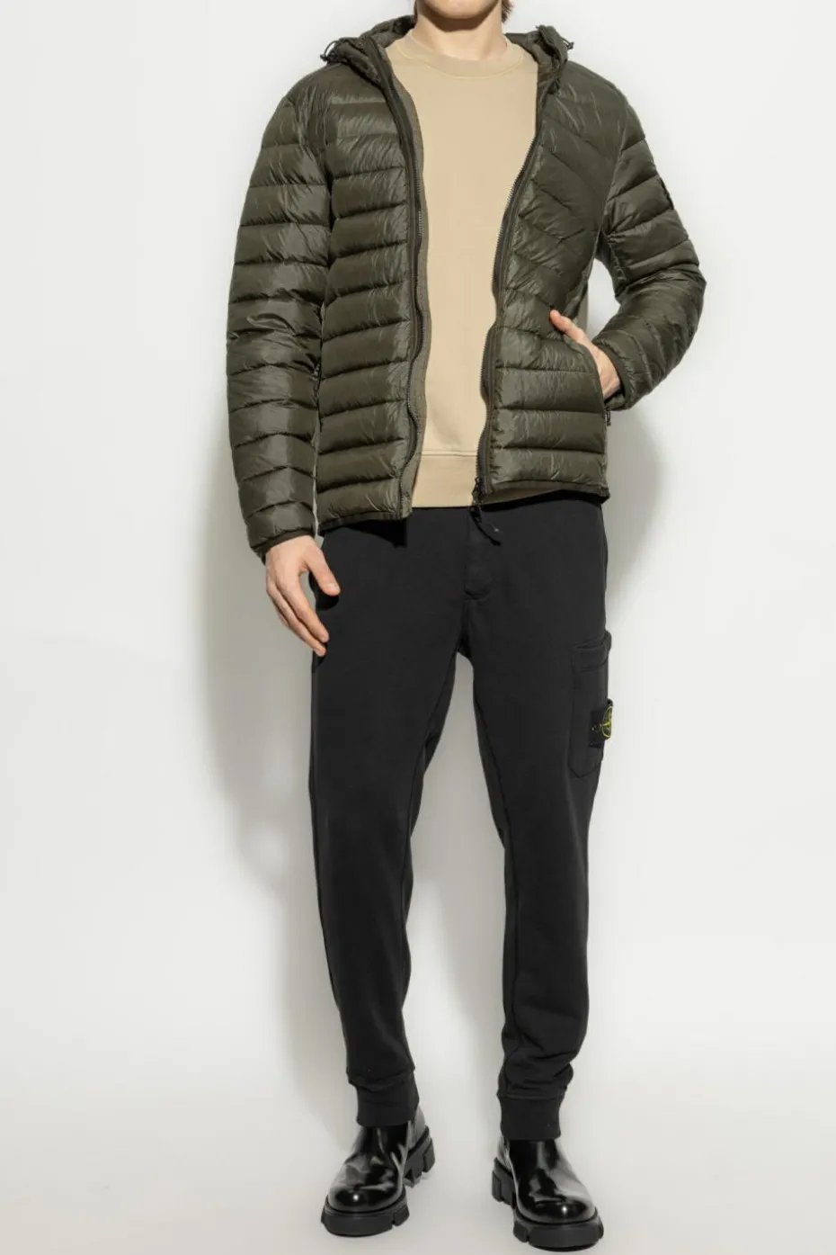 Stone Island GREEN Down Jacket Loom Woven Chambers Nylon Down-Tc