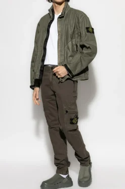 Stone Island GREEN Jacket Organic-Look Nylon Panama-TC