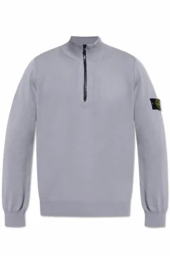 Stone Island GREY Sweater with stand-up collar