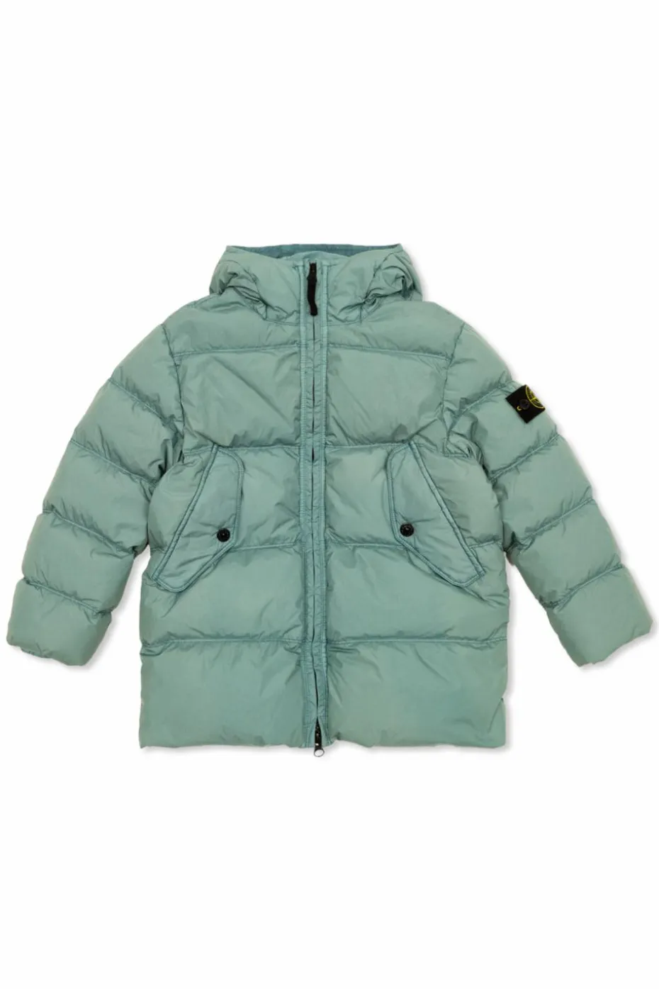 Stone Island Junior GREEN Down jacket with logo