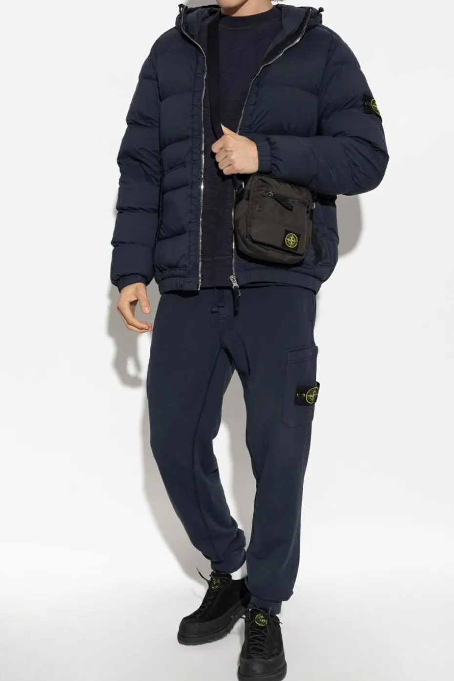 Stone Island NAVY BLUE Down jacket with logo