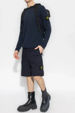 Stone Island NAVY BLUE Sweater with logo