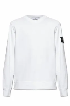 Stone Island WHITE Sweatshirt with logo patch
