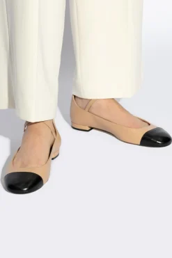 Stuart Weitzman beige Leather ballet flats Eden Strap