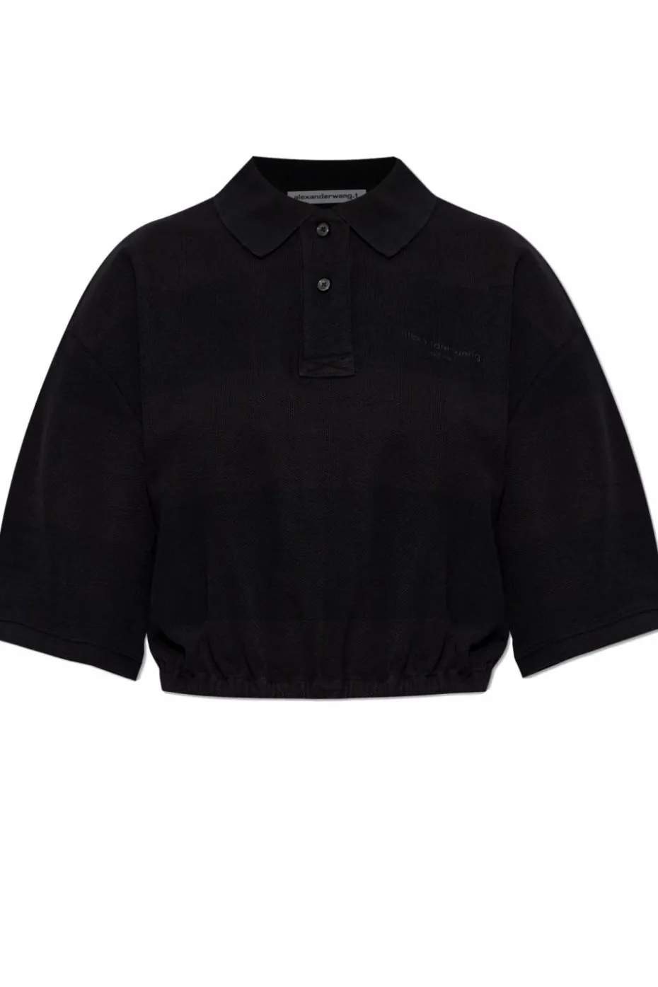 T by Alexander Wang BLACK Short polo with embroidered logo