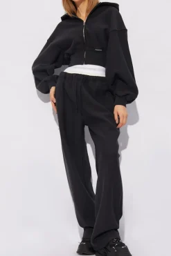 T by Alexander Wang BLACK Cropped hoodie with logo