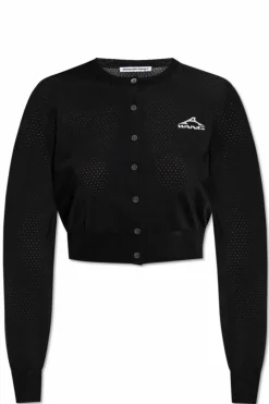 T by Alexander Wang BLACK Cardigan with printed logo