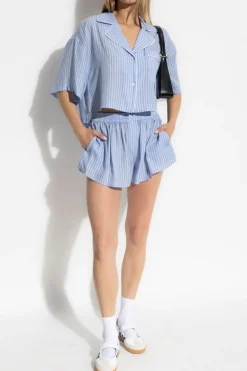 T by Alexander Wang BLUE Striped pattern shorts