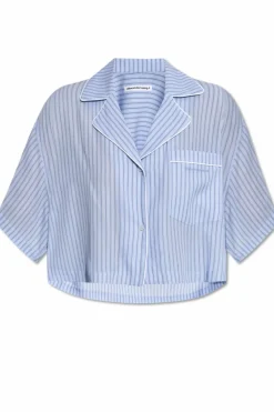 T by Alexander Wang BLUE Loose-fit shirt with striped pattern