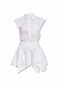 T by Alexander Wang WHITE Dress with asymmetric hem