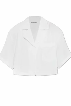 T by Alexander Wang WHITE Loose-fit shirt with a striped pattern