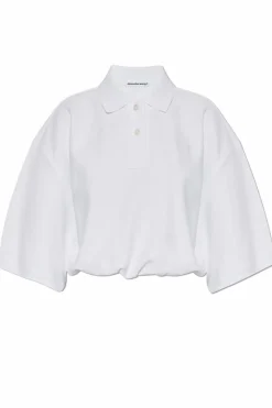T by Alexander Wang WHITE Short polo with embroidered logo