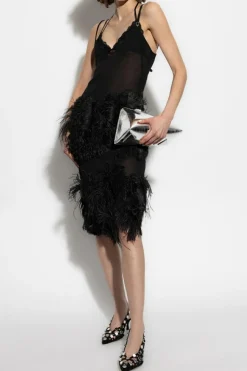 The Attico BLACK Dress with Ostrich Feathers
