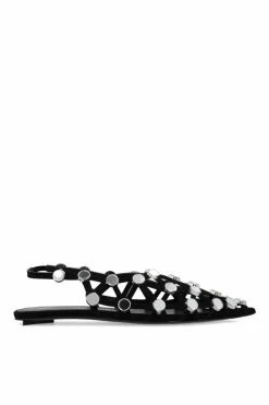 The Attico BLACK āGridā openwork ballet flats